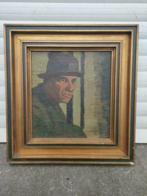 huile sur panneau homme monograme fernand scouflaire, Antiek en Kunst, Kunst | Schilderijen | Klassiek, Ophalen of Verzenden