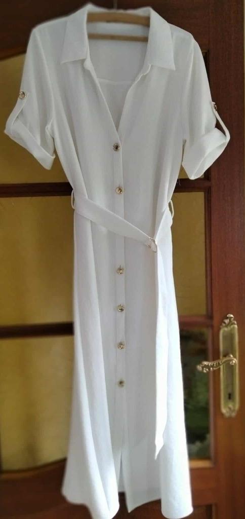 witte lange jurk Zara / Chemisier jurk maat L NIEUW, Kleding | Dames, Jurken, Nieuw, Maat 42/44 (L), Wit, Onder de knie, Ophalen of Verzenden