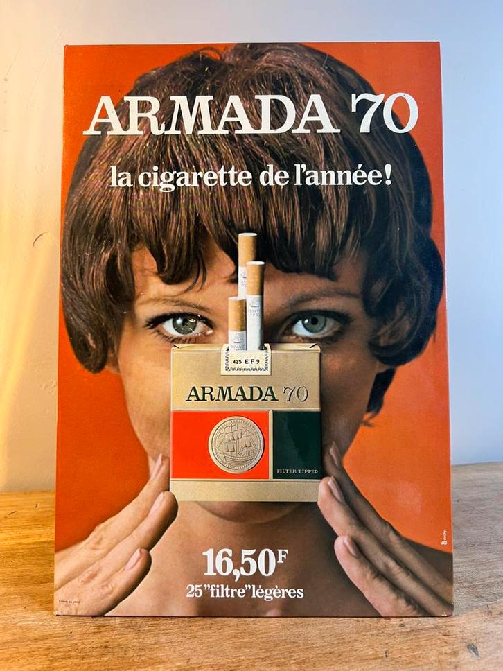Affiche pour cigarettes Armada 70, Collections, Marques & Objets publicitaires, Utilisé, Panneau publicitaire, Enlèvement