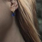 Oorbellen Saffier Zilver 925 verguld 14k goud, Handtassen en Accessoires, Oorbellen, Hangers, Blauw, Nieuw, Ophalen of Verzenden