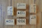 Set van 7 houten stempels, Hobby & Loisirs créatifs, Estampage, Comme neuf, Enlèvement ou Envoi, Estampe en bois