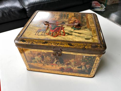 Antieke koekendoos uit blik, Collections, Boîte en métal, Utilisé, Biscuits, Autres marques, Enlèvement