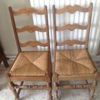2 antieke naturel eiken stoelen met rieten zitting (zitting, Antiek en Kunst, Ophalen of Verzenden