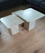 3x Travertijn bijzettafels. Italiaans (binnenin gestempeld), Ophalen, Zo goed als nieuw