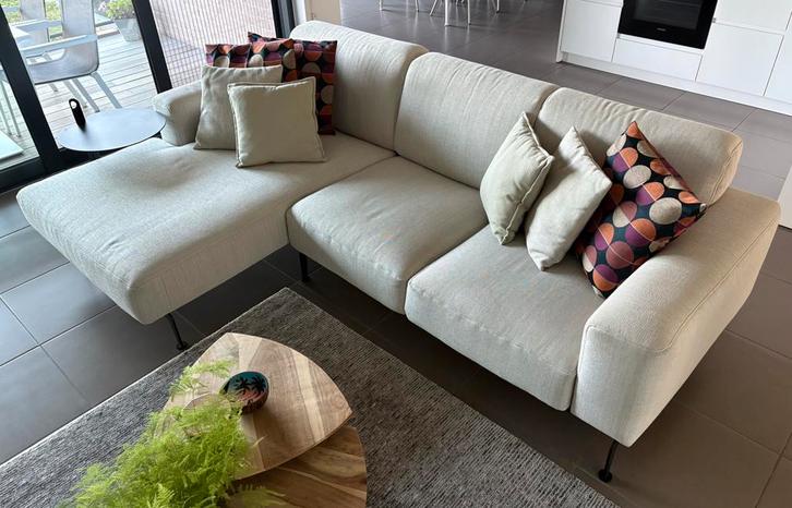 Zetel met longchaire (gereserveerd tot 26/9), Huis en Inrichting, Zetels | Zetels, Zo goed als nieuw, Driepersoons, 200 tot 250 cm