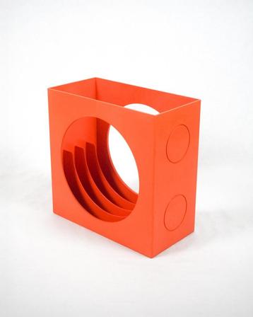Vintage Space Age Oranje Vinylhouder / Platenbak beschikbaar voor biedingen