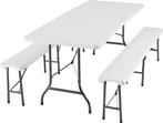 Table pliante avec bancs et revêtement noir NOUVEAU, Jardin & Terrasse, Enlèvement, Neuf