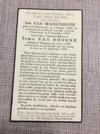 Oorlogsslachtoffers Van Wassenhove Van Doorne +1944 WOII, Verzamelen, Bidprentjes en Rouwkaarten, Verzenden, Bidprentje