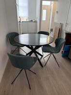 Ronde tafel met marmer-look blad, Huis en Inrichting, Tafels | Eettafels, Ophalen, Rond, Zo goed als nieuw, Metaal