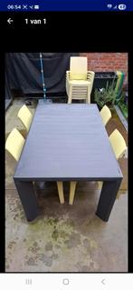 kunststof tuintafel met 10 stoelen, Ophalen, Gebruikt, Kunststof