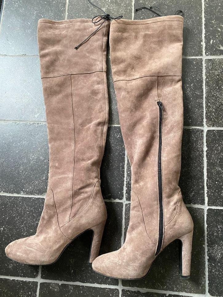 Scapa lichtbruine daim overknee laarzen - 39, Kleding | Dames, Schoenen, Gedragen, Hoge laarzen, Bruin, Ophalen of Verzenden