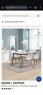 Witte moderne eettafel met 4 stoelen, als nieuw, Ophalen, Zo goed als nieuw, Hedendaags, 4 tot 6 stoelen