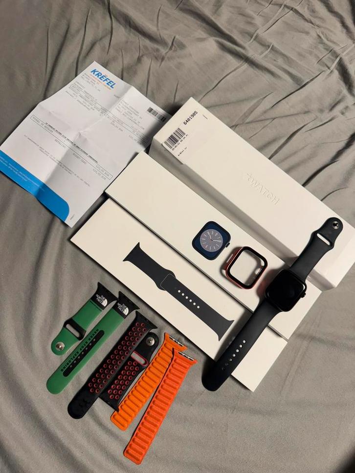 Apple Watch 8 45MM Midnight, Handtassen en Accessoires, Smartwatches, Gebruikt, iOS, Afstand, Calorieverbanding, Conditie, GPS