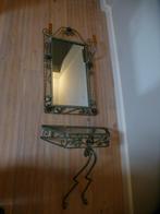 smeedijzeren spiegel met verlichting en console, Antiek en Kunst, Ophalen, Rechthoekig, 50 tot 100 cm, Minder dan 100 cm