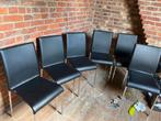 6 eetkamerstoelen, Huis en Inrichting, Stoelen, Ophalen, Gebruikt, Zwart, Leer