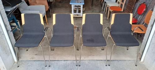 4 chaises Sedus en métal, bois,tissu noir., Huis en Inrichting, Stoelen, Zo goed als nieuw, Hout, Metaal, Zwart, Ophalen