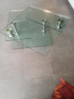 table salon verre, pied chrome,80cm, Maison & Meubles, 50 à 100 cm, Verre, Enlèvement, 50 à 100 cm