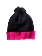 Bonnet en laine noir/fuschia, Vêtements | Femmes, Bonnets, Écharpes & Gants, Enlèvement ou Envoi, Comme neuf, Bonnet