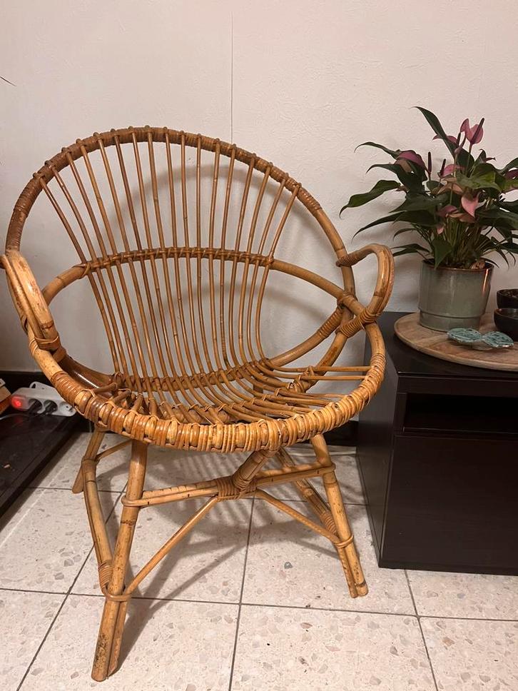 Rotan zeteltje vintage, Huis en Inrichting, Fauteuils, Gebruikt, Ophalen