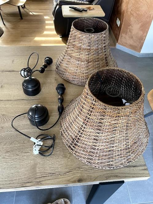 abat-jour, Huis en Inrichting, Lampen | Lampenkappen, Zo goed als nieuw, 25 tot 50 cm, Rond, Bruin, Ophalen