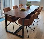 6 eetkamerstoelen met draaisysteem, Ophalen, Bruin, Zo goed als nieuw, Stof