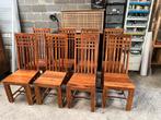 Lot de 8 chaises en bois exotique, Maison & Meubles, Chaises, Enlèvement, Comme neuf, Bois