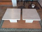 2 travertin salontafel / bijzettafel 50x50x35, Ophalen of Verzenden