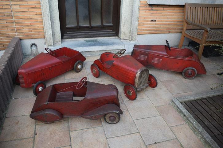 verzameling 4 trapauto 1930 antiek speelgoed, Antiek en Kunst, Antiek | Speelgoed, Ophalen