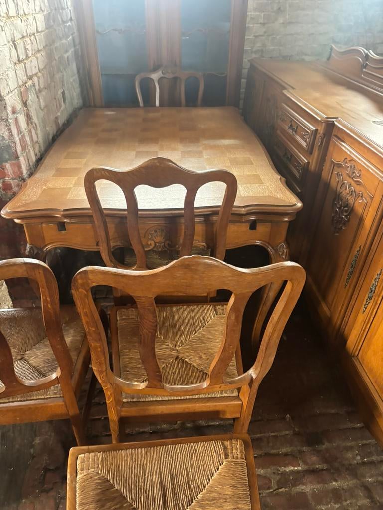 Eiken eetplaats louis xv., Huis en Inrichting, Complete eetkamers, Ophalen, Zo goed als nieuw