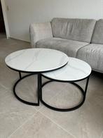 Table basse en verrre aspect marbre, Maison & Meubles, Tables | Tables de salon, Enlèvement, Comme neuf, Rond, Verre