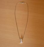 Zilveren ketting met hanger en vierkante strass-steen, Ophalen of Verzenden, Zilver, Zilver, Met hanger
