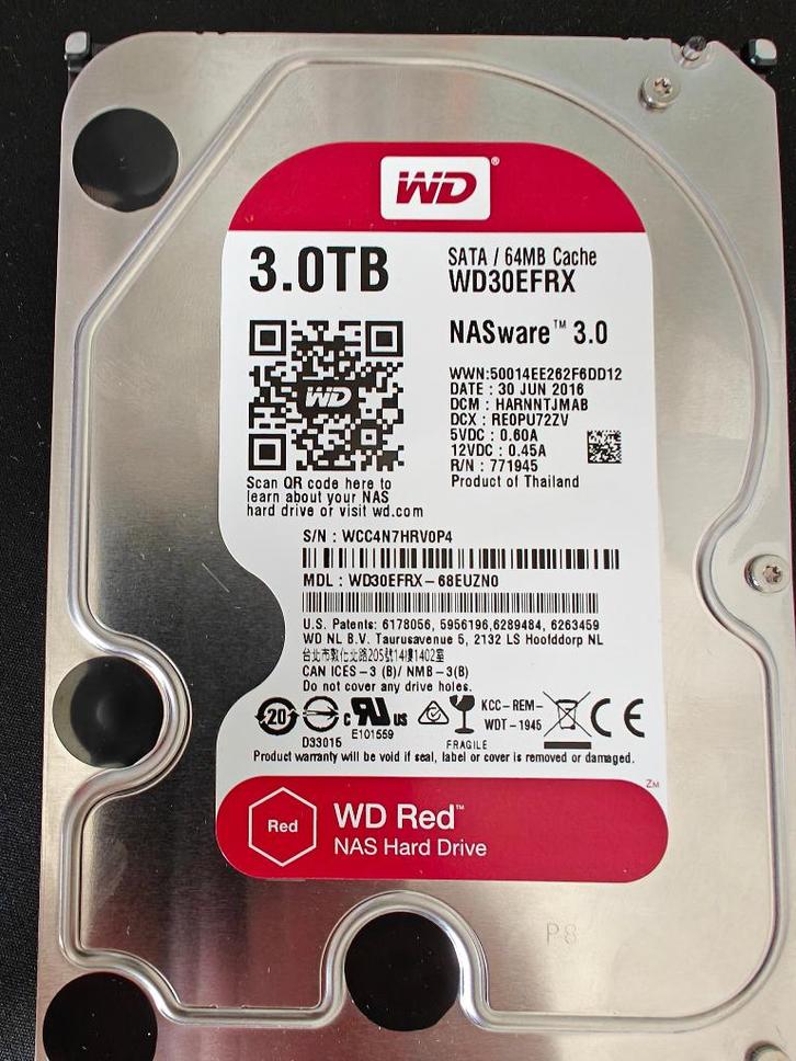 WD RED 3TB WD30EFRX NAS Drive, Computers en Software, NAS, Gebruikt, Ophalen