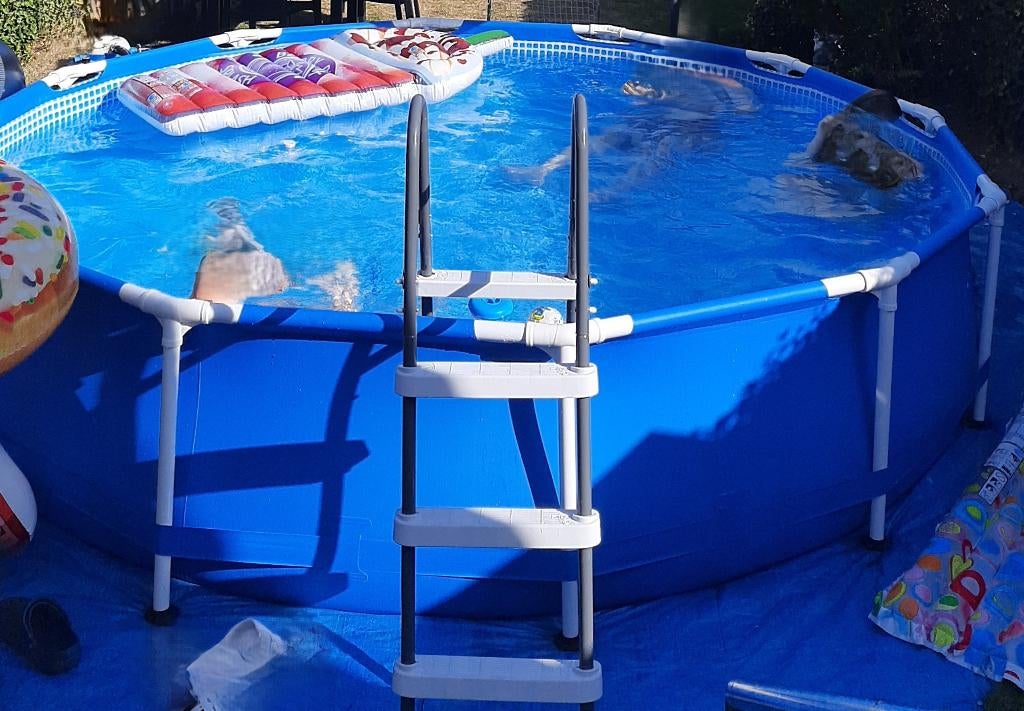 Intex Frame Pool 366x76 cm met trap en 2 zonneboilers, Jardin & Terrasse, Accessoires de piscine, Utilisé, Autres types, Enlèvement