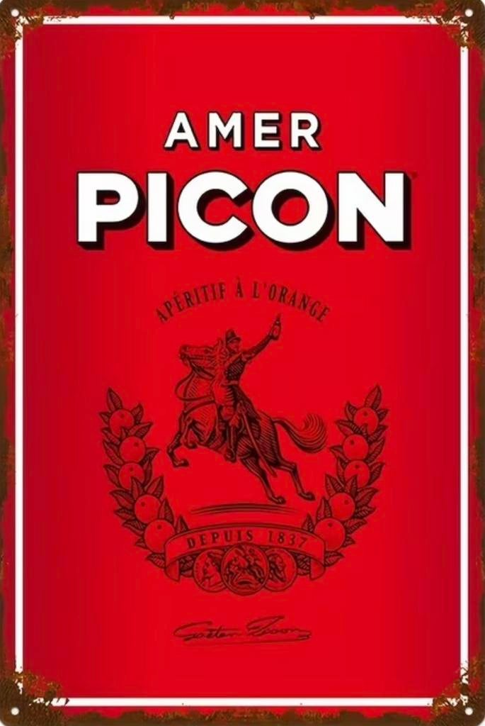Metalen reclamebord Picon Amer - retro vintage mancave, Ophalen of Verzenden, Nieuw, Reclamebord