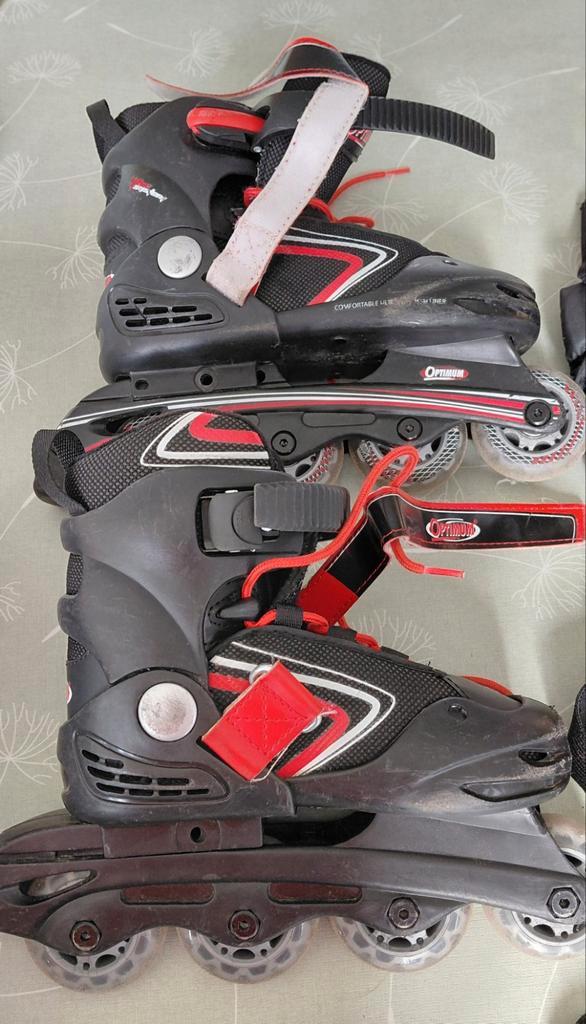Inline skates Optimum maat 32-35 + beschermmateriaal, Sports & Fitness, Patins à roulettes alignées, Enlèvement