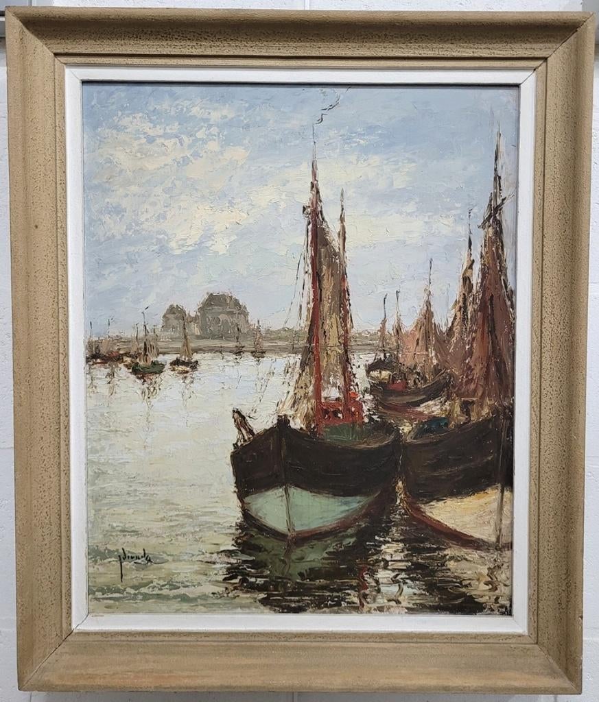 Theo IDSERDA, havengezicht, Antiquités & Art, Art | Peinture | Classique, Enlèvement ou Envoi