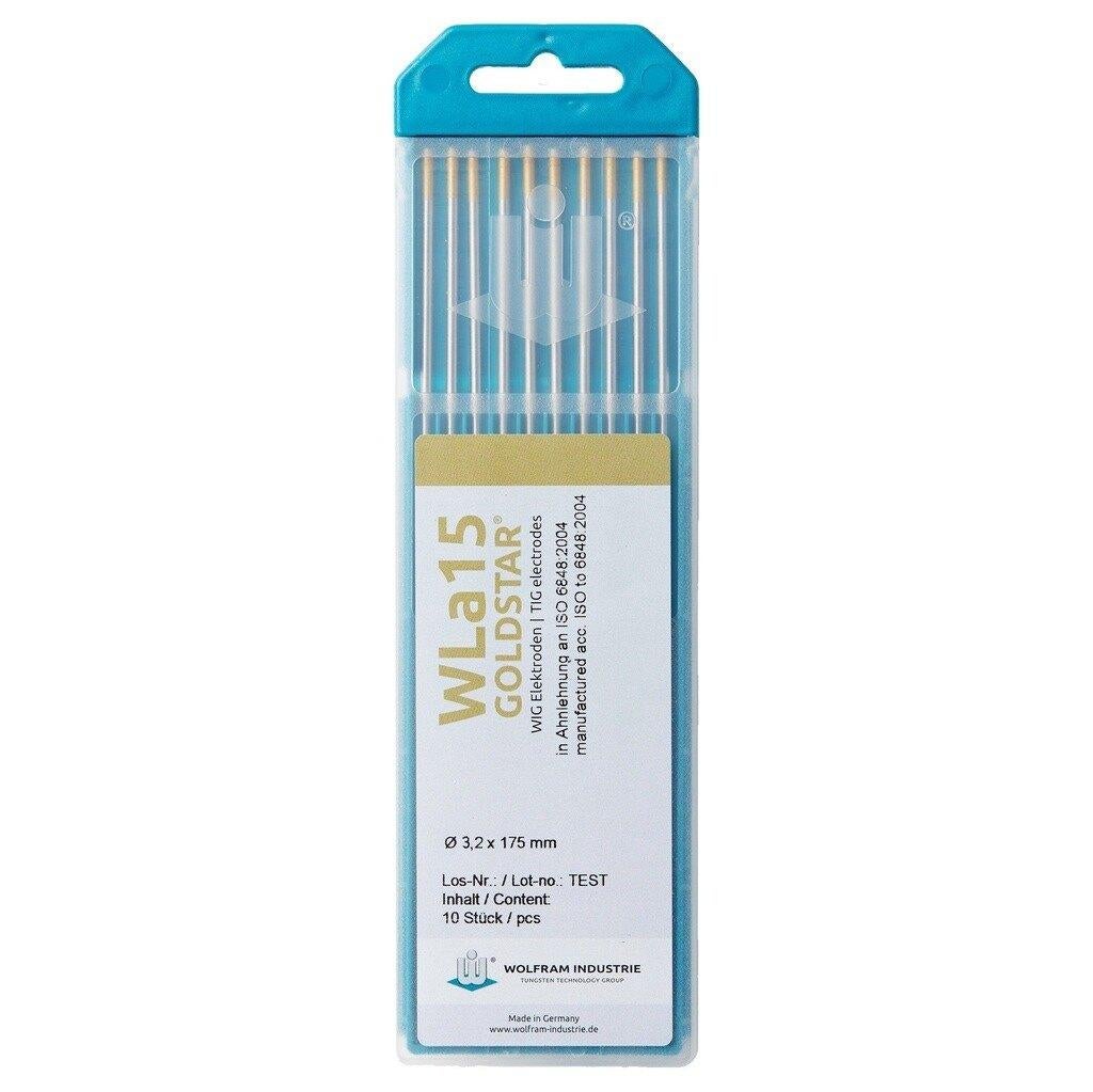 Wolfraam elektroden WLa15 Goldstar 3,2 x 150mm 10 stuks, Envoi