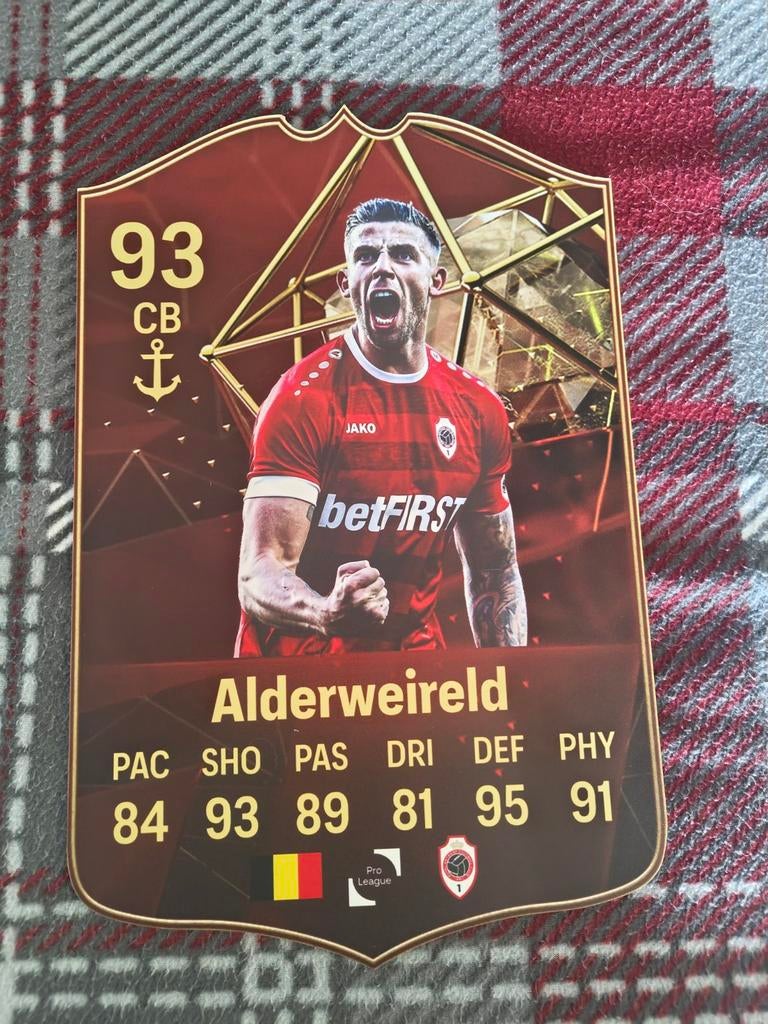 Voetbalkaartje (37cmx25cm) - Toby Alderweireld / RAFC, Ophalen, Zo goed als nieuw, Plaatje