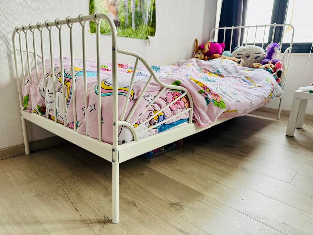 1 en/of 2 meegroeibedden inclusief matras en lattenbodem, 70 à 85 cm, Comme neuf, Sommier à lattes, Enlèvement