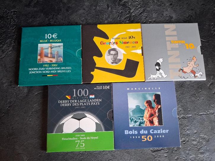 België 5 x 10 zilveren €uro in blister, Postzegels en Munten, Munten | Europa | Euromunten, Setje, Overige waardes, België, Zilver