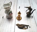 3 décorations en cuivre et 3 figurines en biscuit., Enlèvement ou Envoi, Cuivre