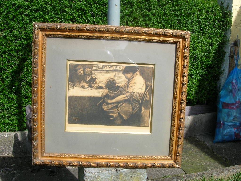 GESIGNEERD FRANZ GAILLARD GEDATEERD 1918 GEWELDIG ZIE FOTO'S, Antiek en Kunst, Kunst | Etsen en Gravures, Ophalen of Verzenden