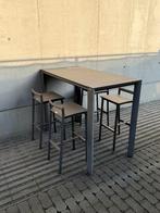 Meubili Barset - Tafel + 4 barkrukken, Tuin en Terras, Tuinsets en Loungesets, Ophalen, Gebruikt, Eettafel, 4 zitplaatsen