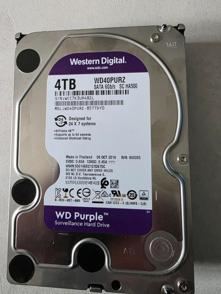 wd purpel 4 tb, Informatique & Logiciels, Disques durs, SATA, Interne, 4tb, Enlèvement