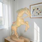 Uniek antiek houten paardenbeeld – handgesneden sculptuur, Antiek en Kunst, Ophalen of Verzenden