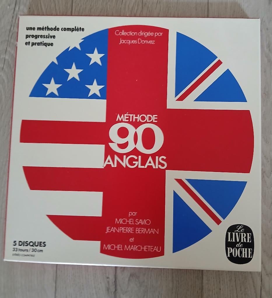 Coffret Vinyle Vintage - Méthode 90 Anglais, Enlèvement, Non-fiction, Livre de poche, Utilisé