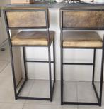 2 Chaises hautes de bar en fer forgé et cuir, Enlèvement, Utilisé