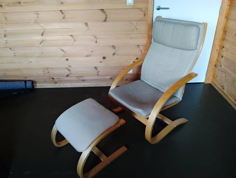 Amrchair Poang Ikea met voetbank, Huis en Inrichting, Ophalen, Gebruikt, Overige kleuren, Stof