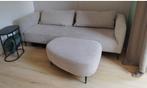 Beige zetel, bank met poef, Juntoo, Ophalen, 75 tot 100 cm, Stof, 200 tot 250 cm