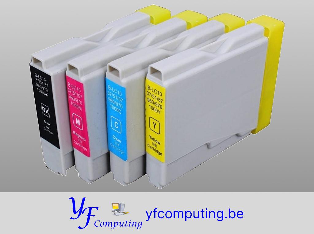 Pack 4 compatibele Brother LC-970 / LC-1000 cartridges, Ophalen of Verzenden, Nieuw, Cartridge, Divers
